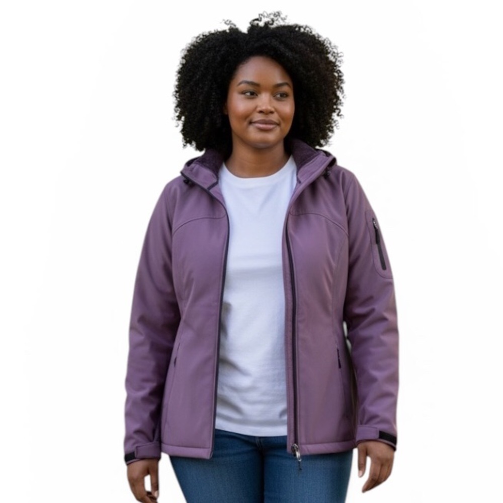 FREE COUNTRY WOMEN’S MUTED PURPLE HOODED SOFTSHELL JACKET Size XXL (18)